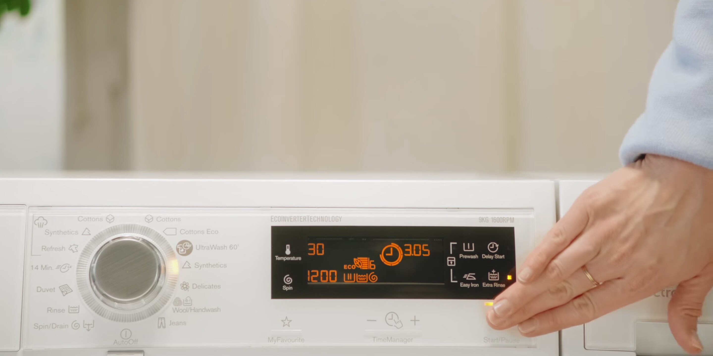 Program med låg temperatur på en Electrolux tvättmaskin
