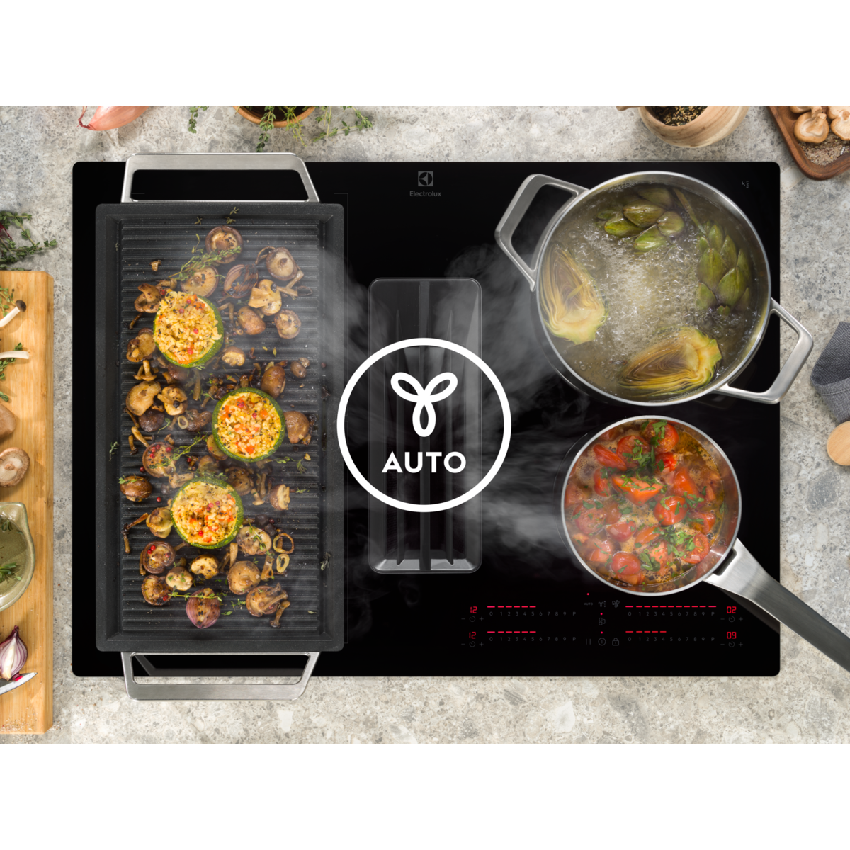 Electrolux - Induktionshäll med inbyggd fläkt - HHHB760S
