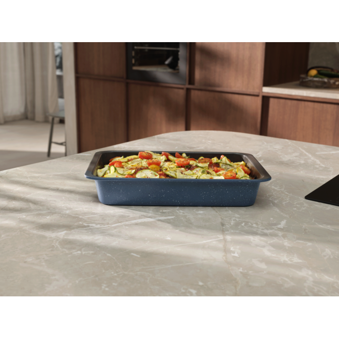 Product in use, filled with vegitarian lasagna