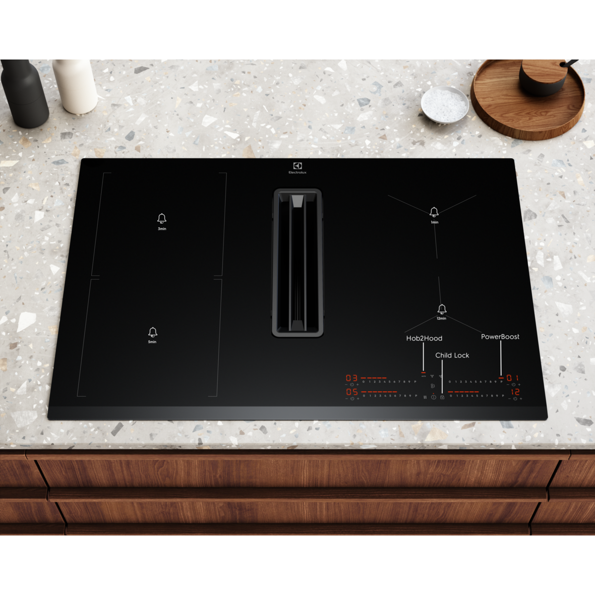 Electrolux - Induktionshäll med inbyggd fläkt - HHOB865S