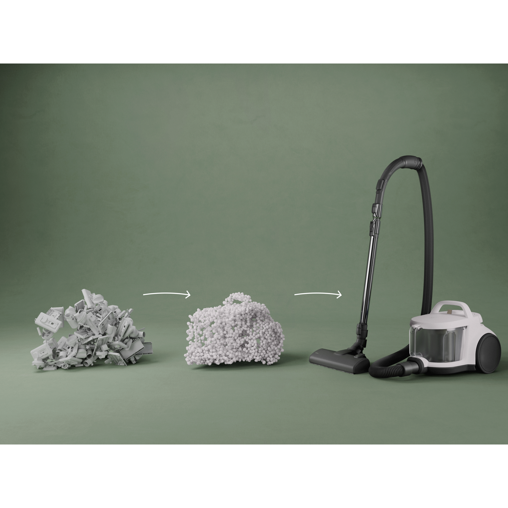 Vacuum cleaner and main nozzle made with up to 50% recycled plastic for a more sustainable choice.