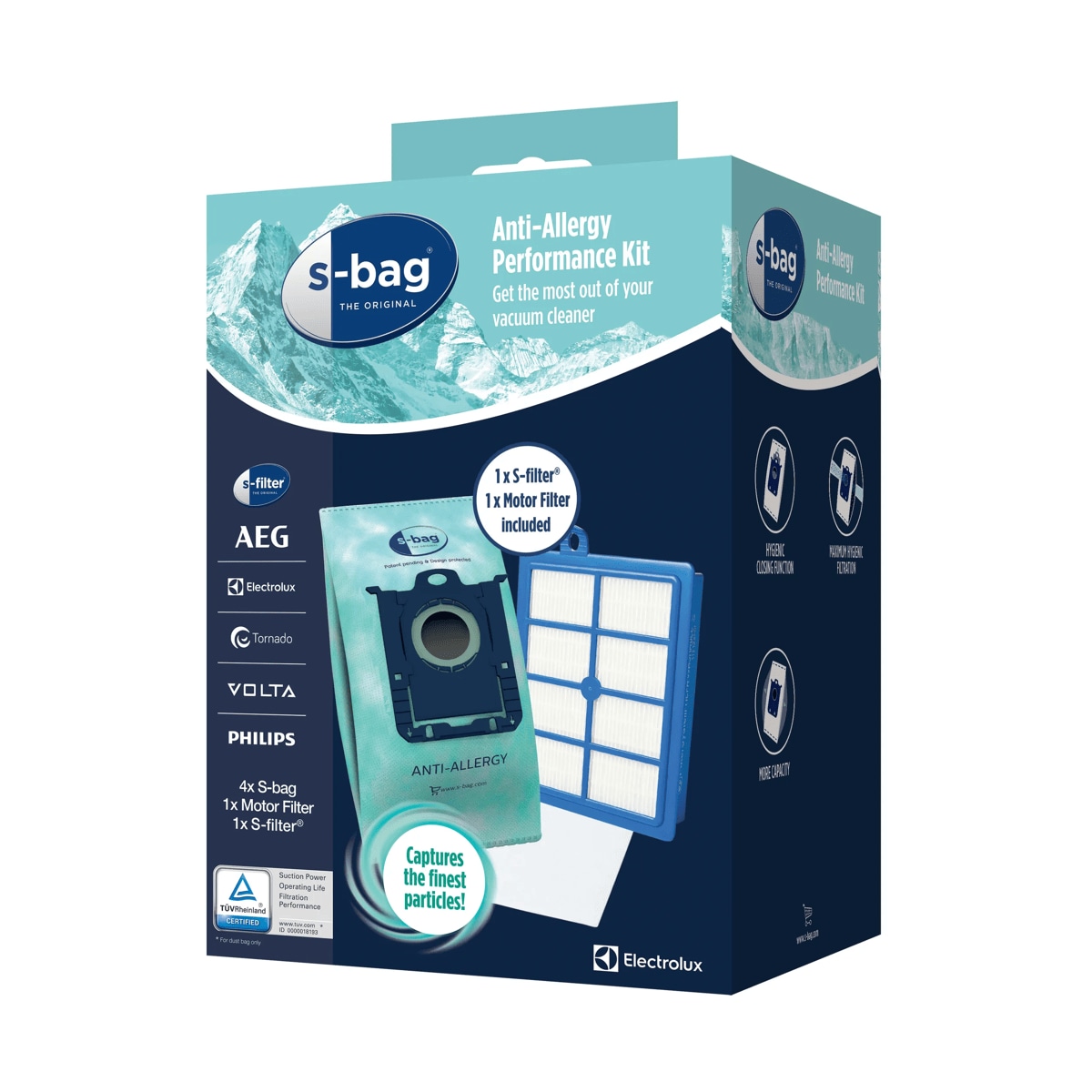 Electrolux Performance ,Starter Kit with 4 x anti-allergy s-bag, Allergy Plus S-filter® Washable, 1 x motorfilter SRK206S