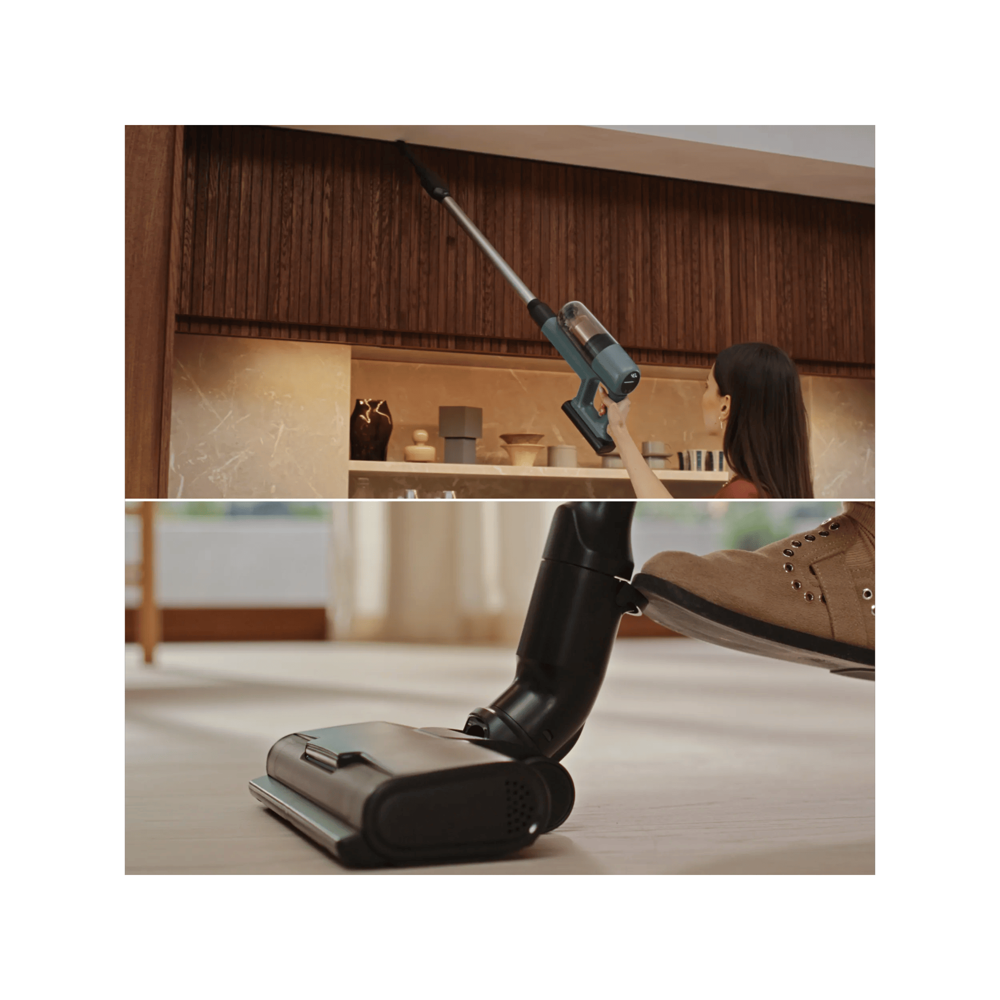 Switch nozzles effortlessly with the foot release – without bending down 