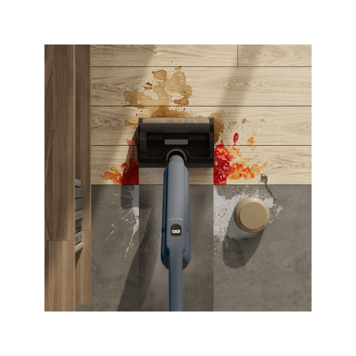 Experience a deeper clean, twice as fast. 
 A powerful motor, tackles spills and stains with ease. It vacuums and mops in one smooth motion.
 With dual water tanks, only fresh water is used for a truly hygienic clean.