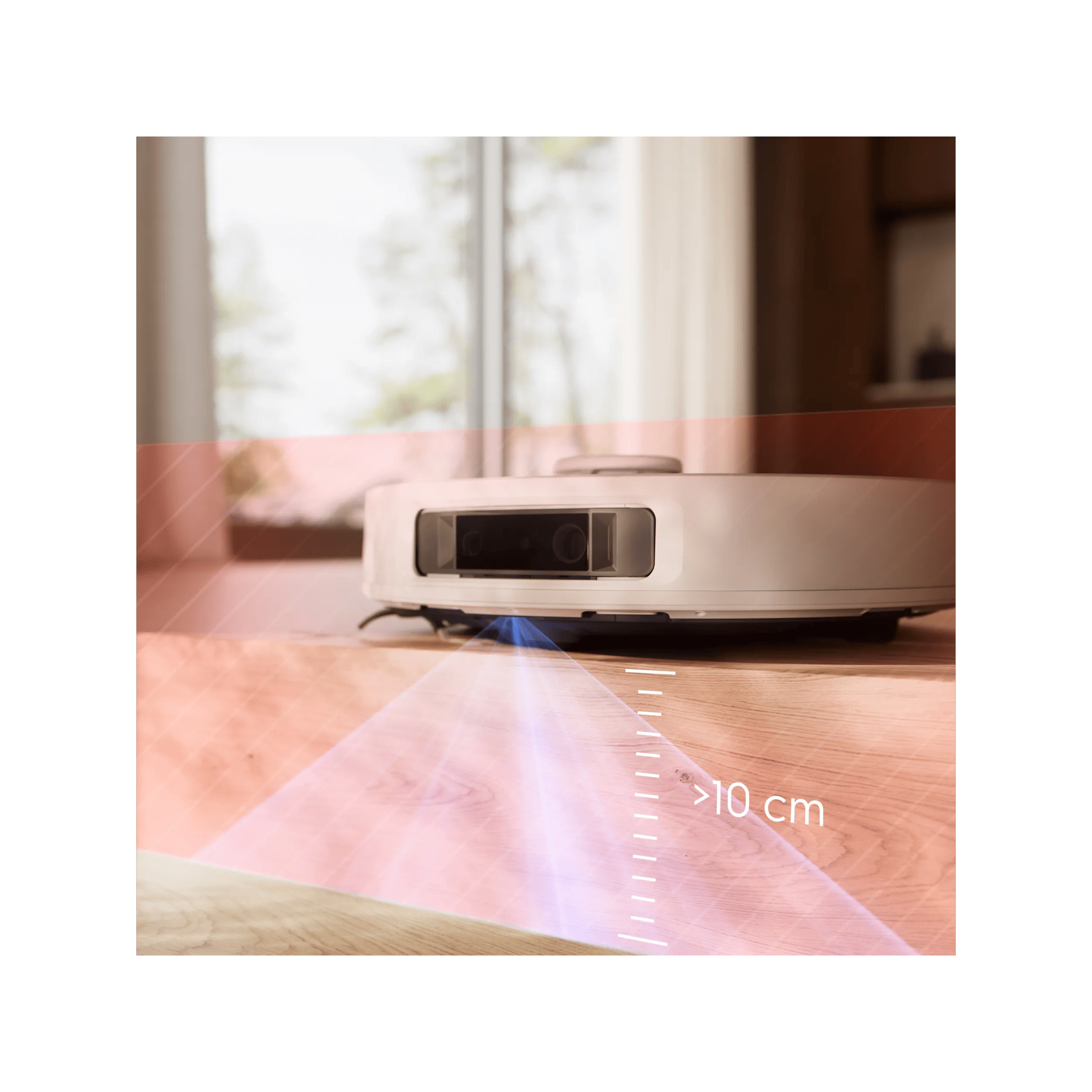 Inbuilt sensors stop the robot falling down steps – for worry-free cleaning on every floor. Disclaimer: Based on internal test according to QB/T 4833 - 2015 Drop proof test 