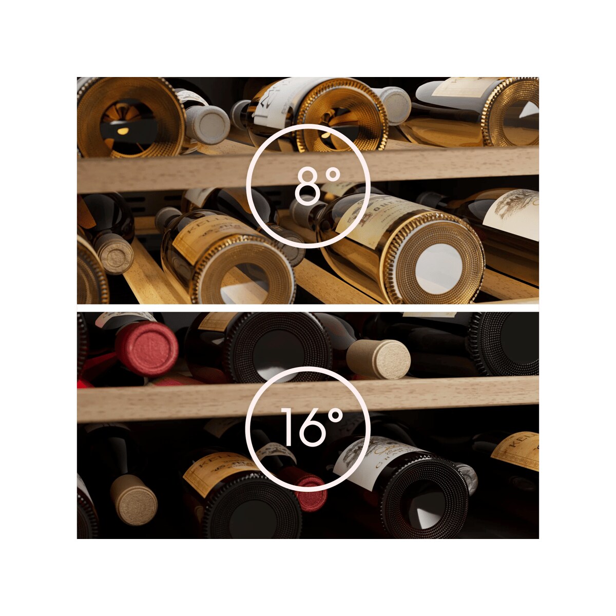 Dual Zone – distinct temperature zones to protect your wines.