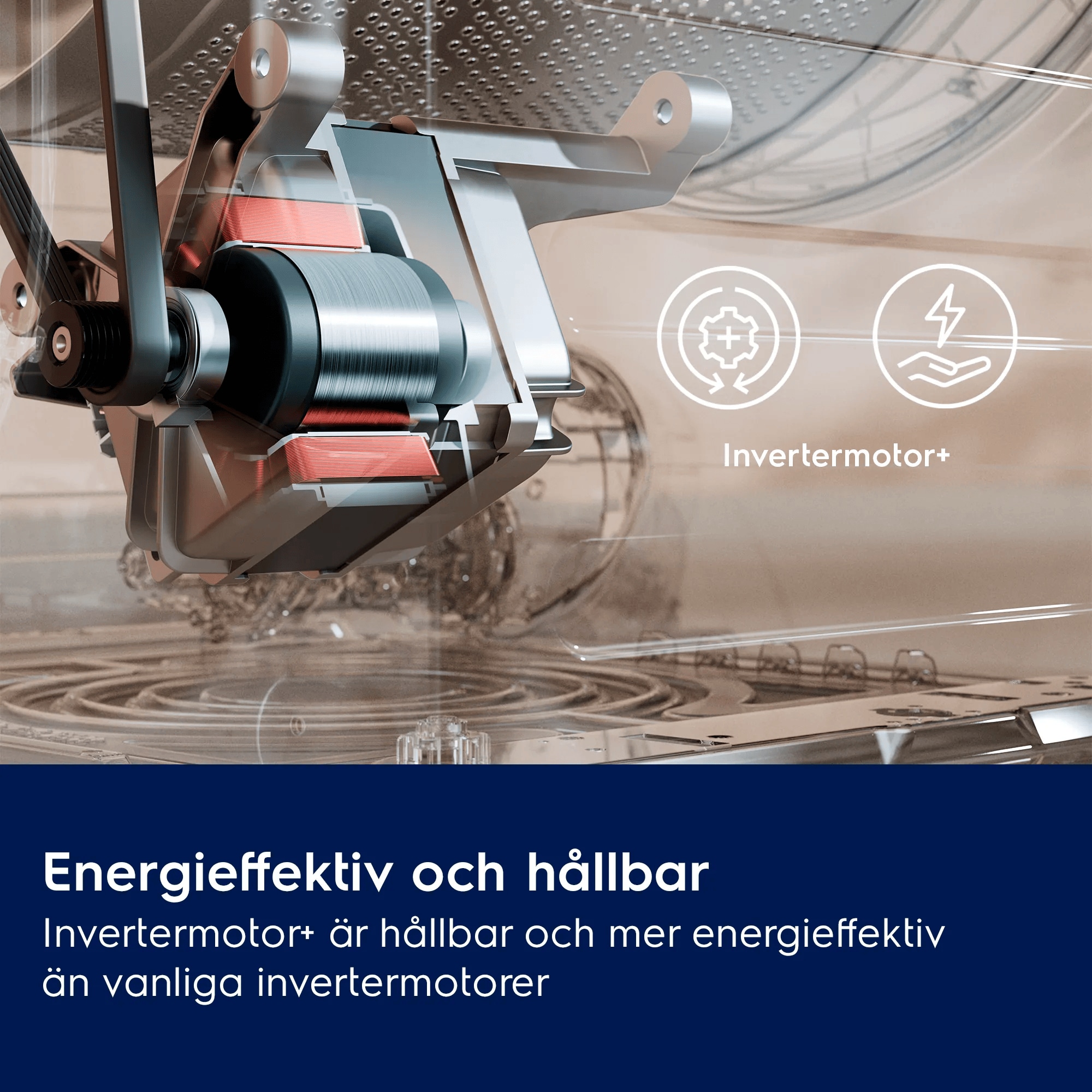 Energieffektiv och hållbar Invertermotor+ är hållbar och mer energieffektiv än vanliga invertermotorer     Invertermotor+