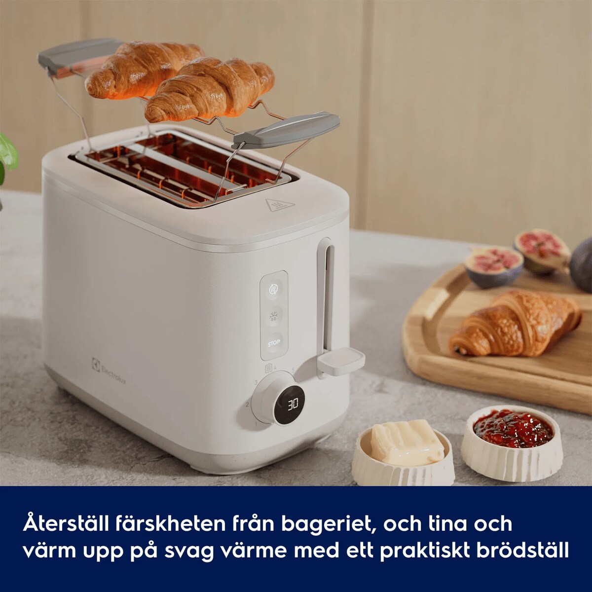 Återställ färskheten från bageriet, och tina och värm upp på svag värme med ett praktiskt brödställ