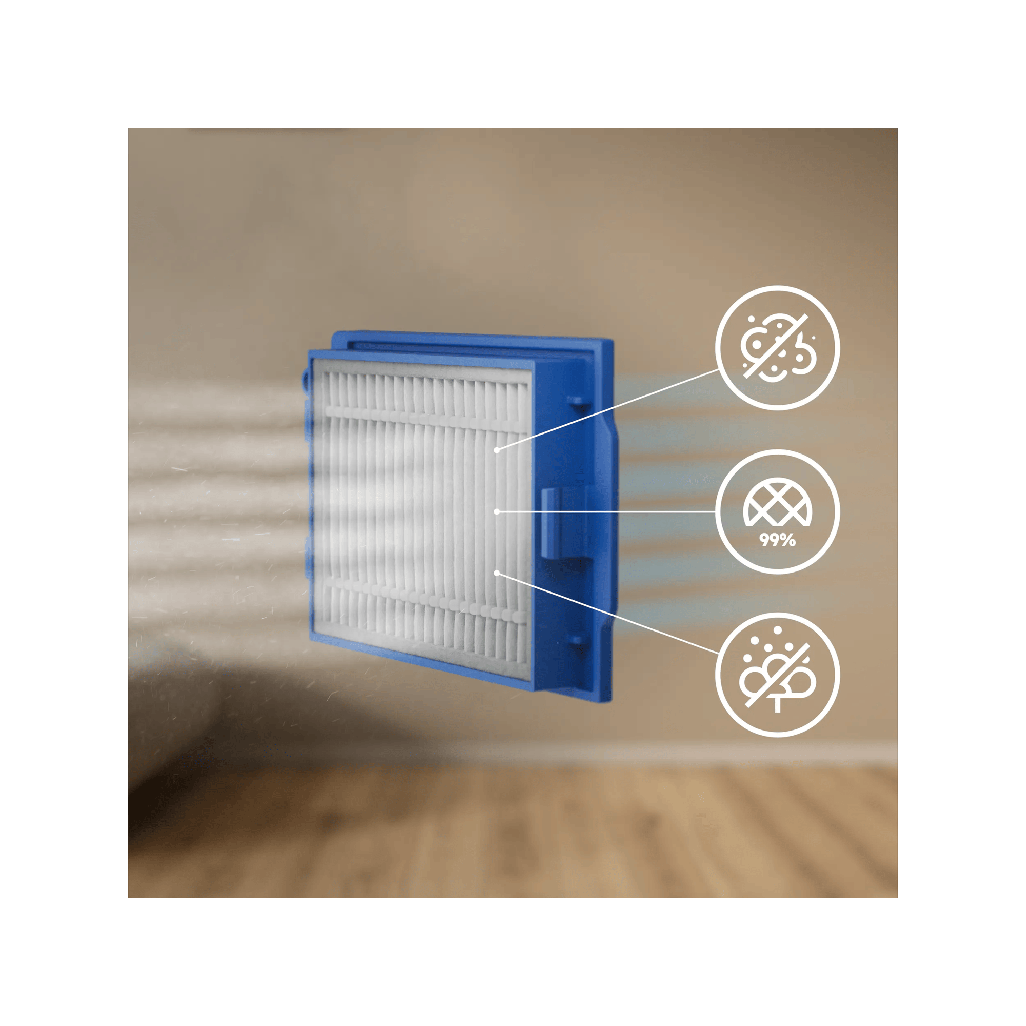 Traps fine dust and dirt to keep your home clean and your air fresher. Disclaimer: Based on external test according to ISO16890-2016:initial fractional efficiency on particle size above 1.0 microns. 