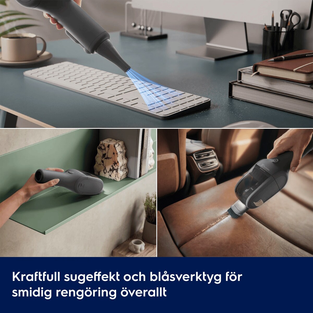 Kraftfull sugeffekt och blåsverktyg för smidig rengöring överallt