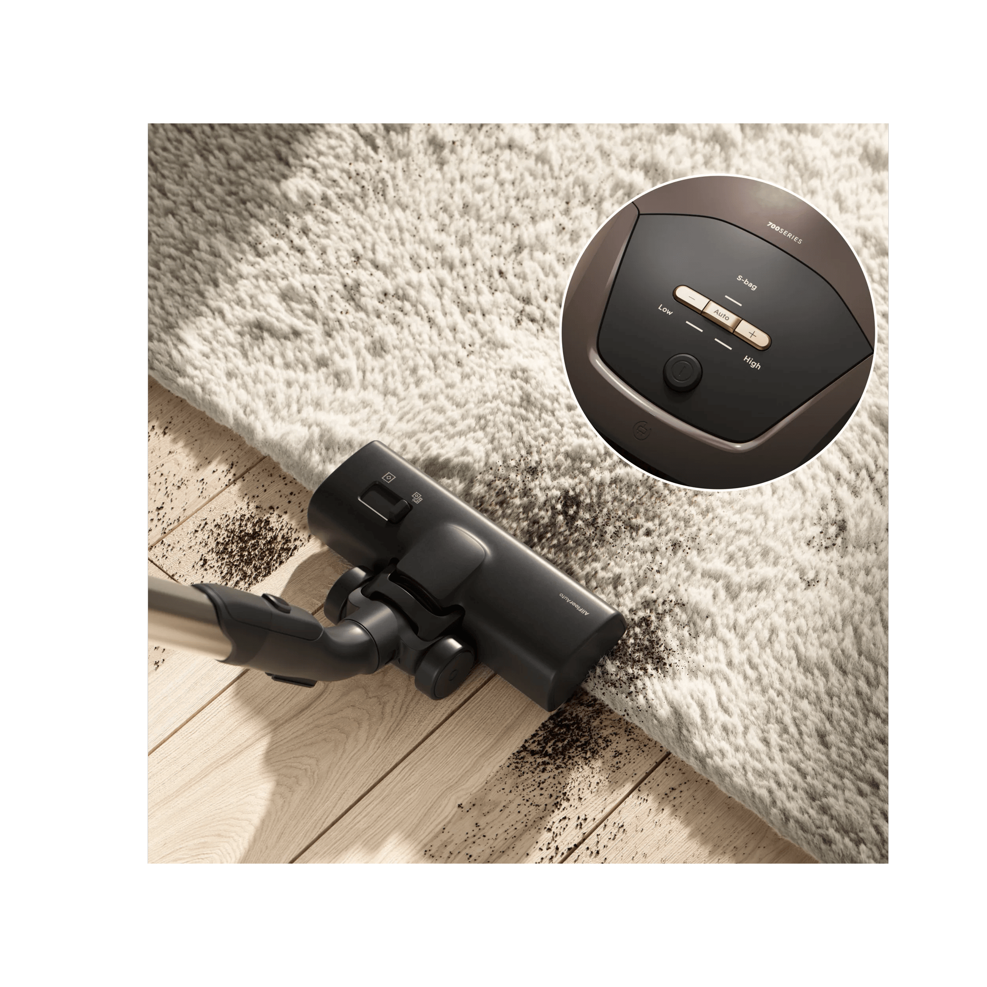 Auto mode setting on zenza vacuum cleaner, automatically adjust suction power on different surfaces