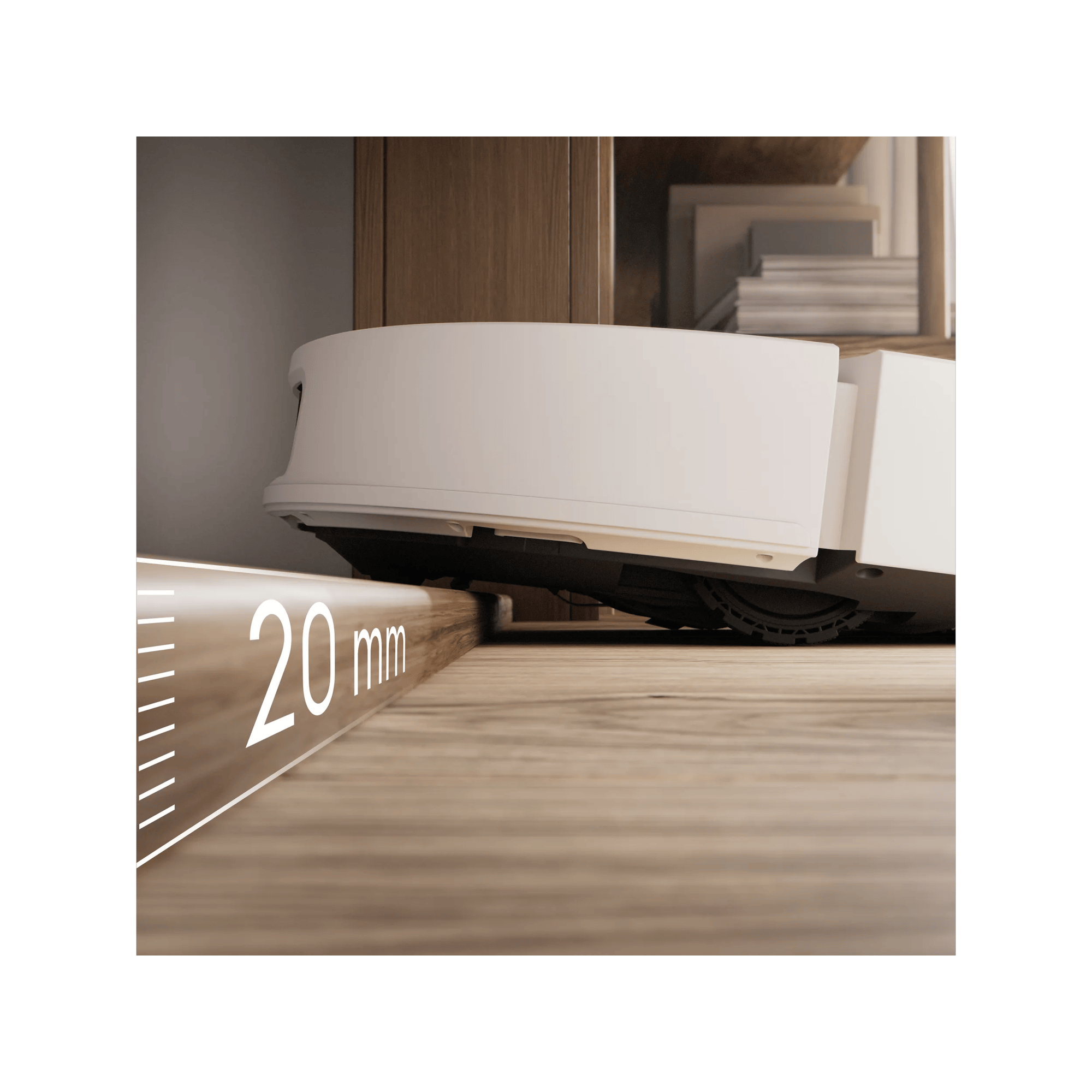 Climbs rugs, thresholds and small obstacles up to 20mm – without getting stuck. Disclaimer: Based on internal test according to QB/T 4833 -2023 measured against thresholds 