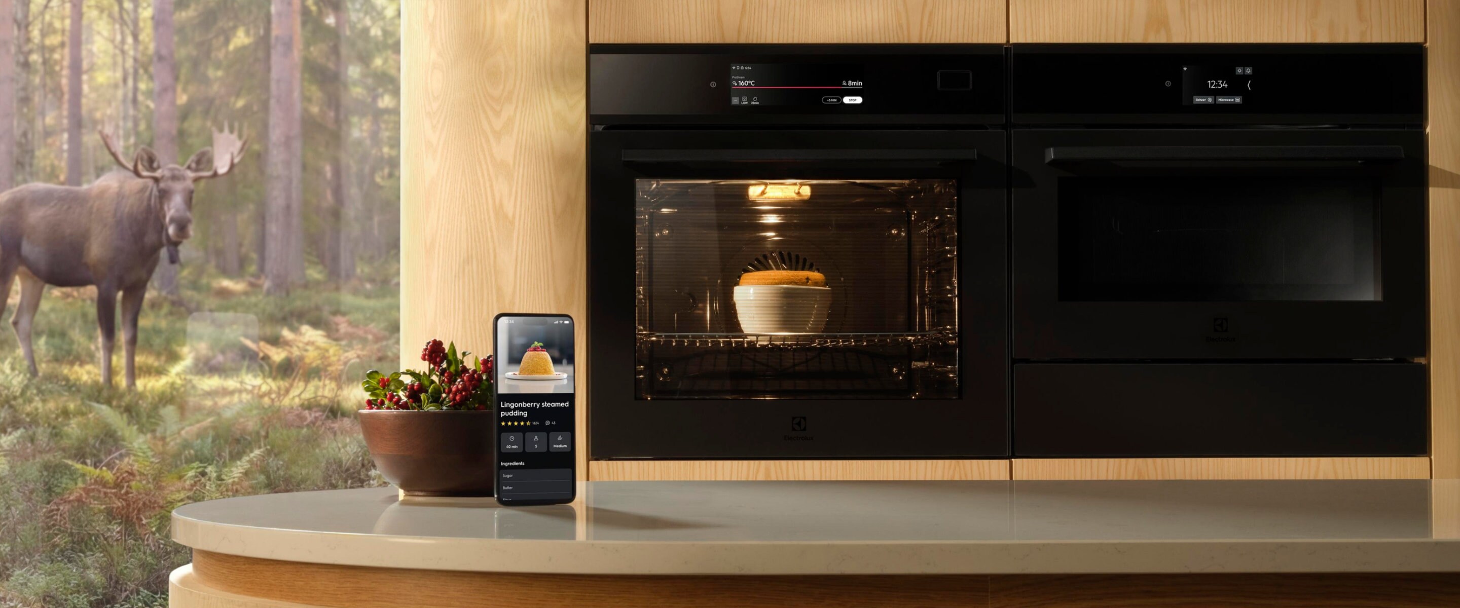 Food cooking in steam oven