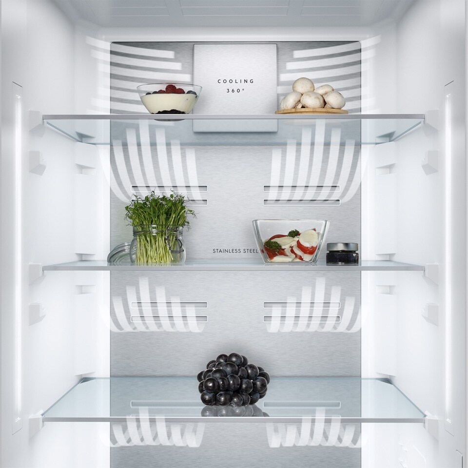 Insidan av ett Cooling 360°-kylskåp Insidan av ett Cooling 360°-kylskåp