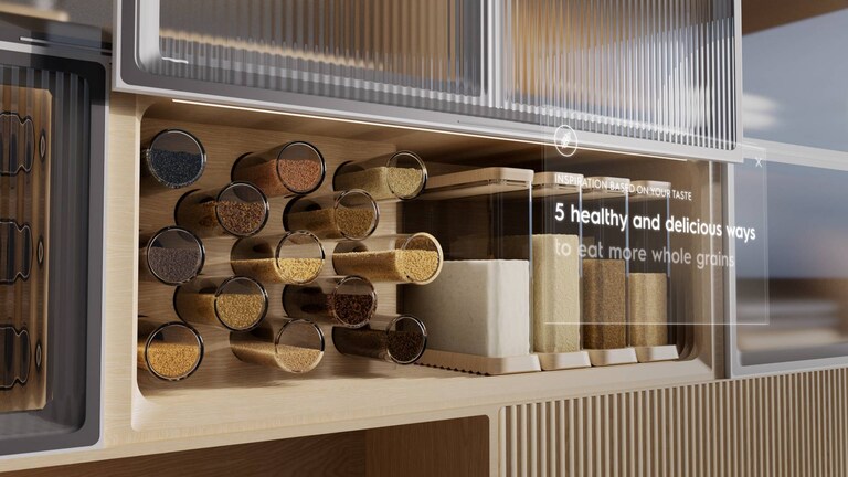 Förvaringshylla med spannmål