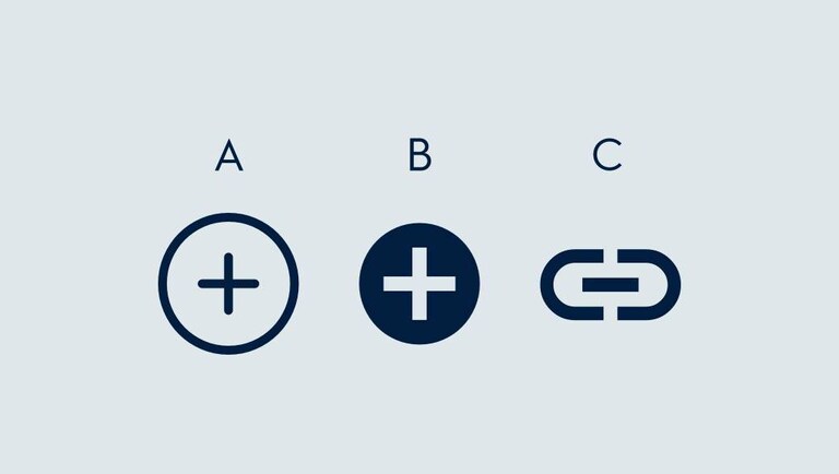 Tre olika tilläggningsikoner