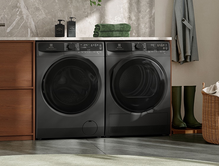 two washing machines in a room