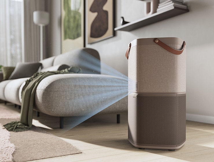 Air purifier in a living room