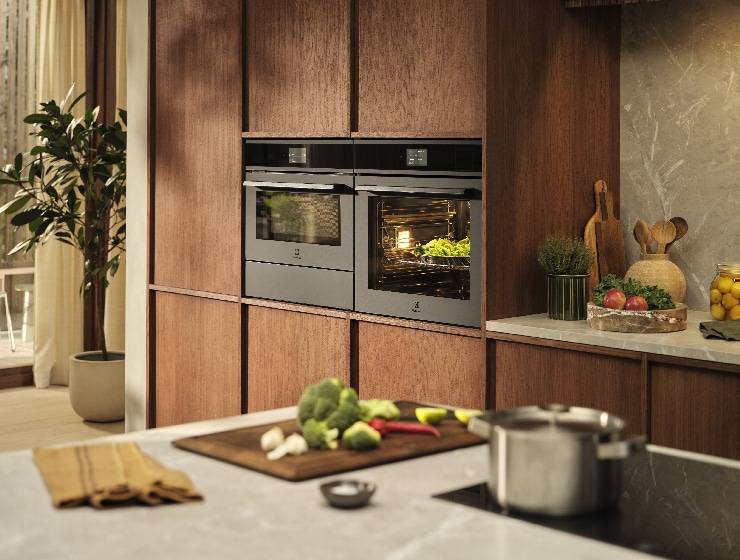 Kitchen view with Ovens in the wall