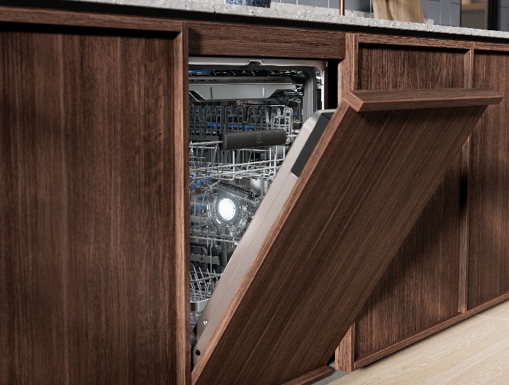 half open dishwasher