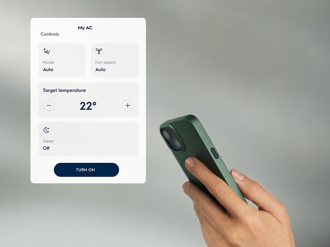 En smartphone som visar temperaturstyrning i Electrolux-appen.