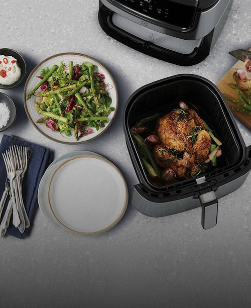 Olika maträtter som är tillagade i airfryer
