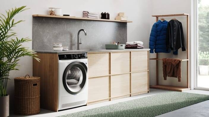 torktumlare på ett tvättrum