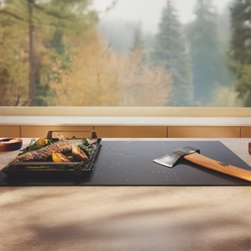 Electrolux SaphirMatt® induktionshäll med reptåligt glas, presenterad i en naturnära miljö